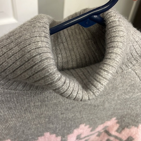 H & M Jacquard-Knit Turtleneck Cropped Sweater Pink Gray Patterned Women's Sz XS - Picture 5 of 9